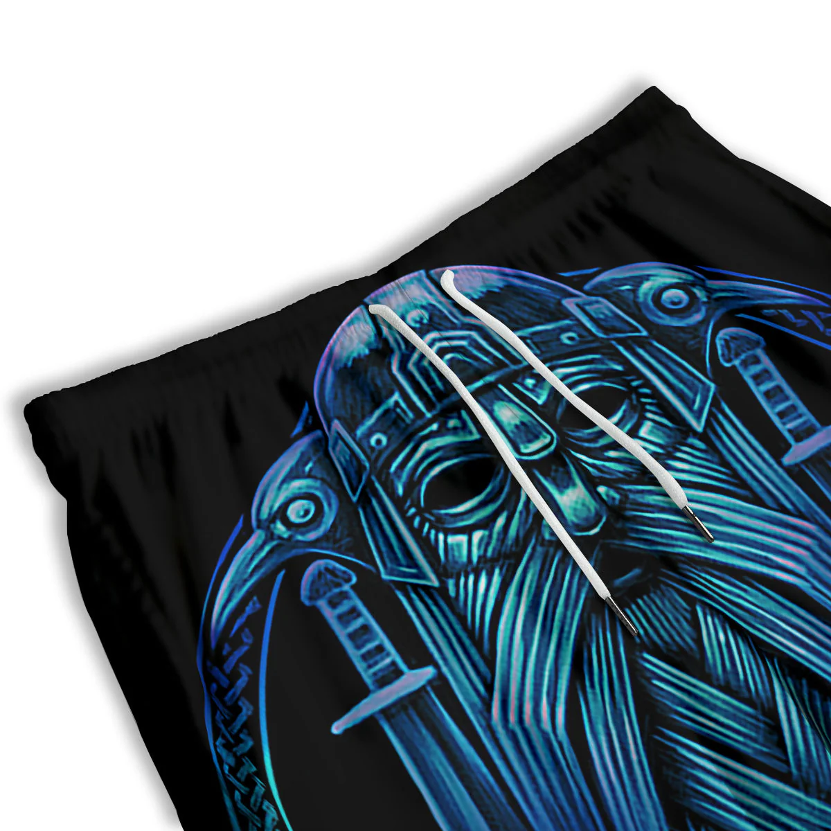 Viking Norse God Odin Blue Print Men's Athletic Shorts - Image 3