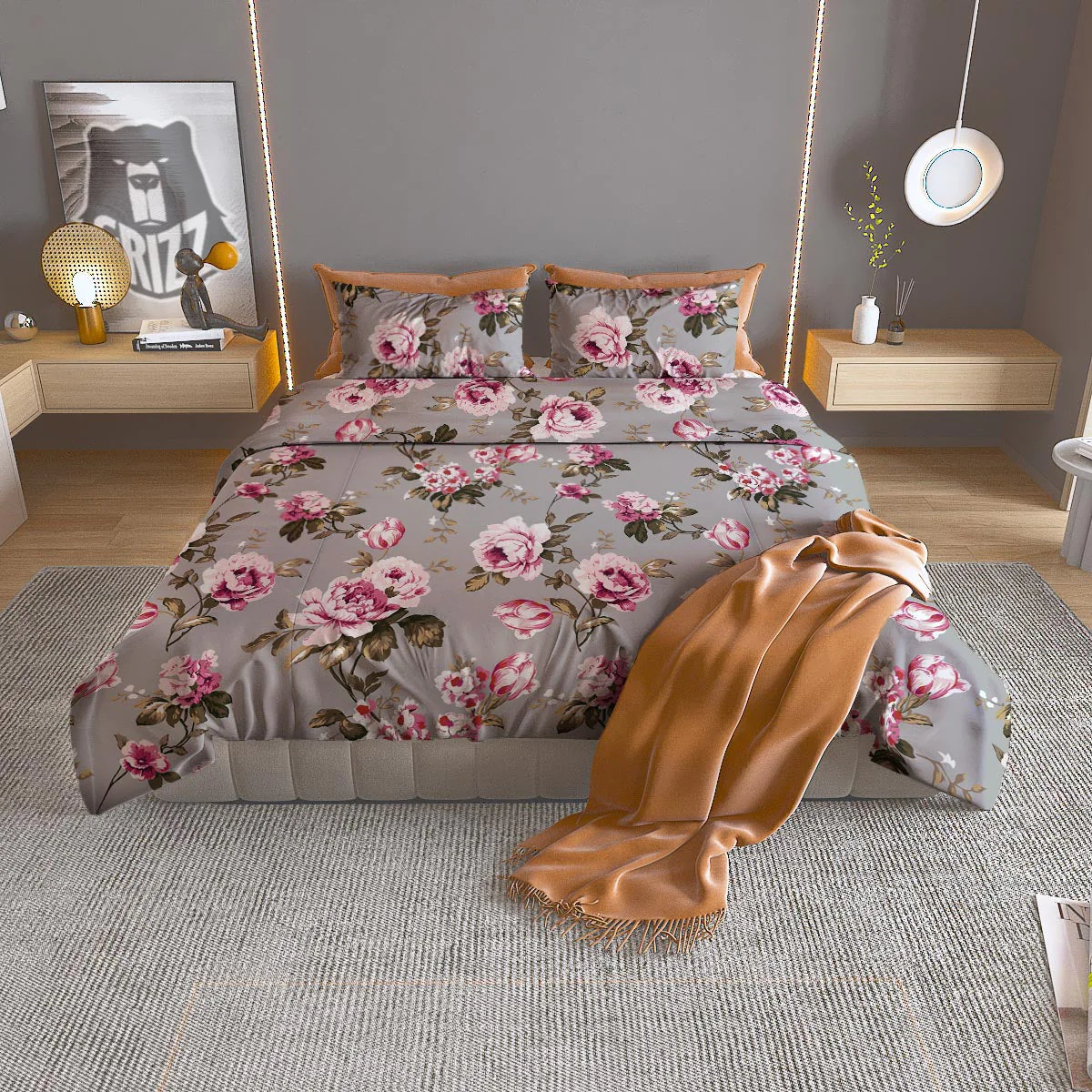 Vintage Floral Shabby Chic Print Pattern Duvet Cover Bedding Set