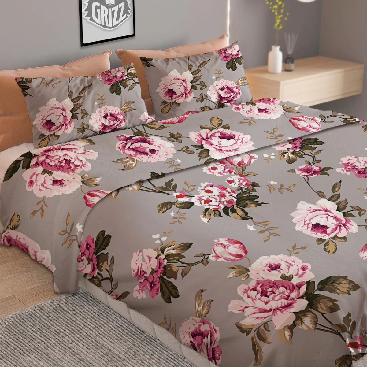 Vintage Floral Shabby Chic Print Pattern Duvet Cover Bedding Set - Image 2