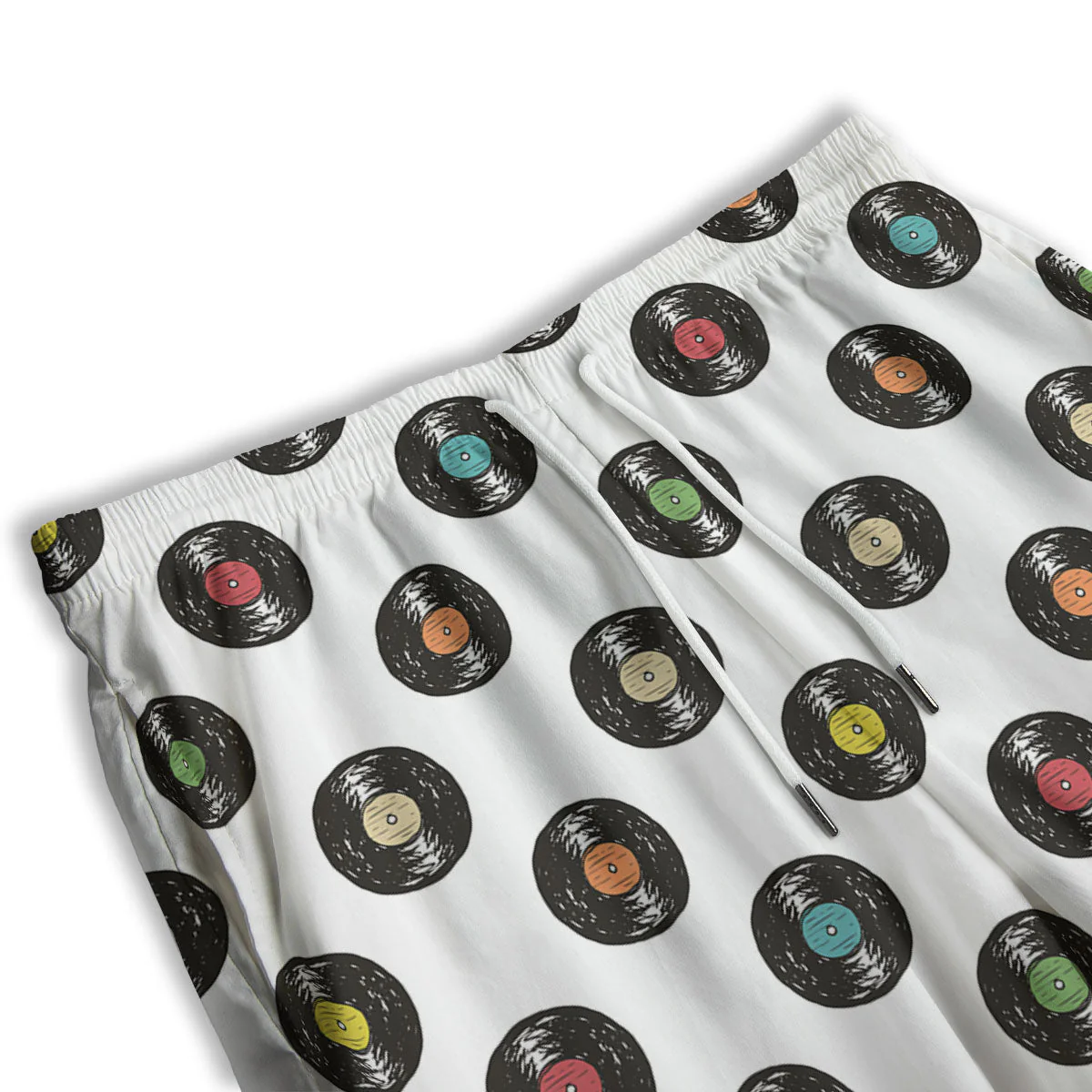 Vinyl Record Hand Drawn Print Pattern Men's Athletic Shorts - Image 3