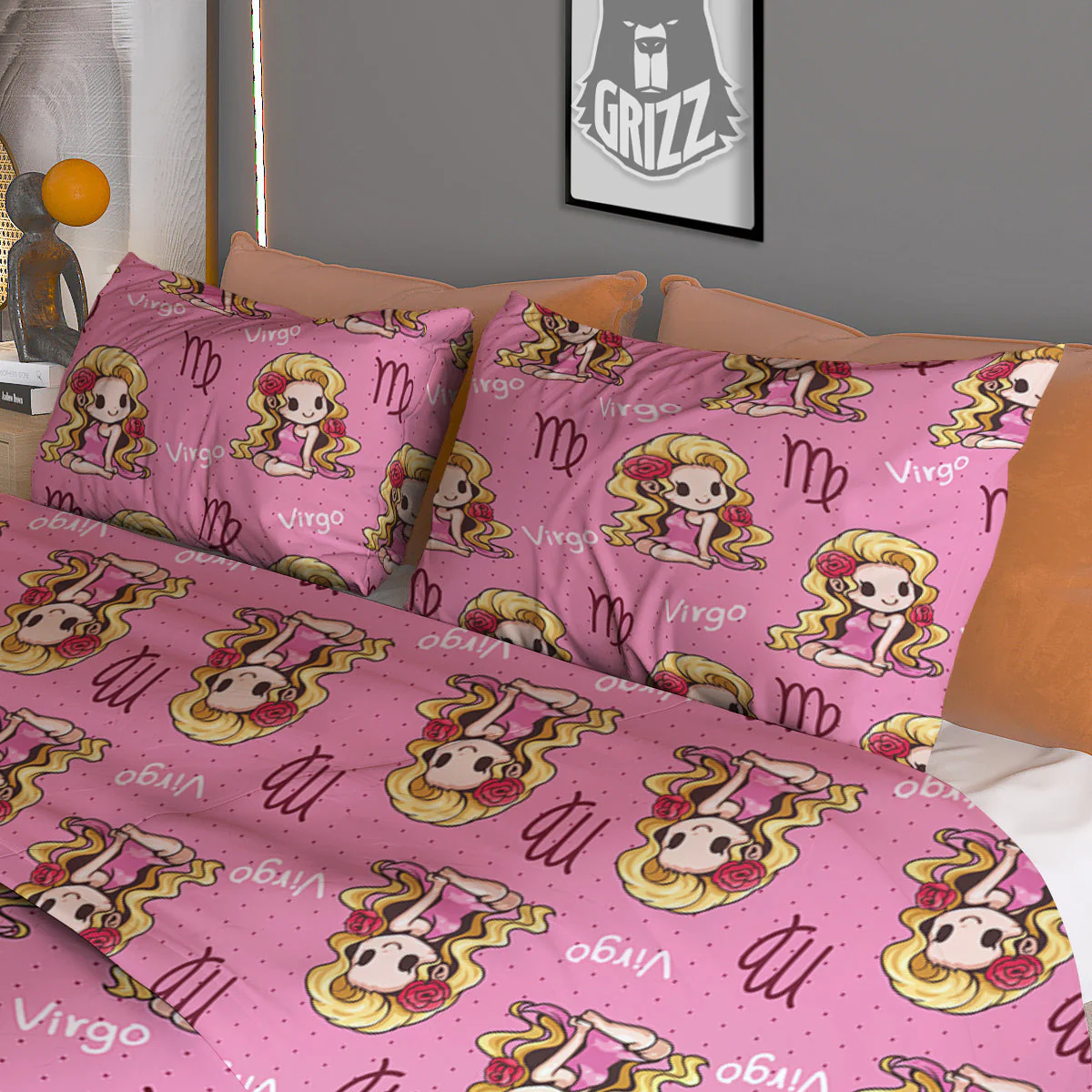 Virgo Cute Cartoon Print Pattern Duvet Cover Bedding Set - Image 3