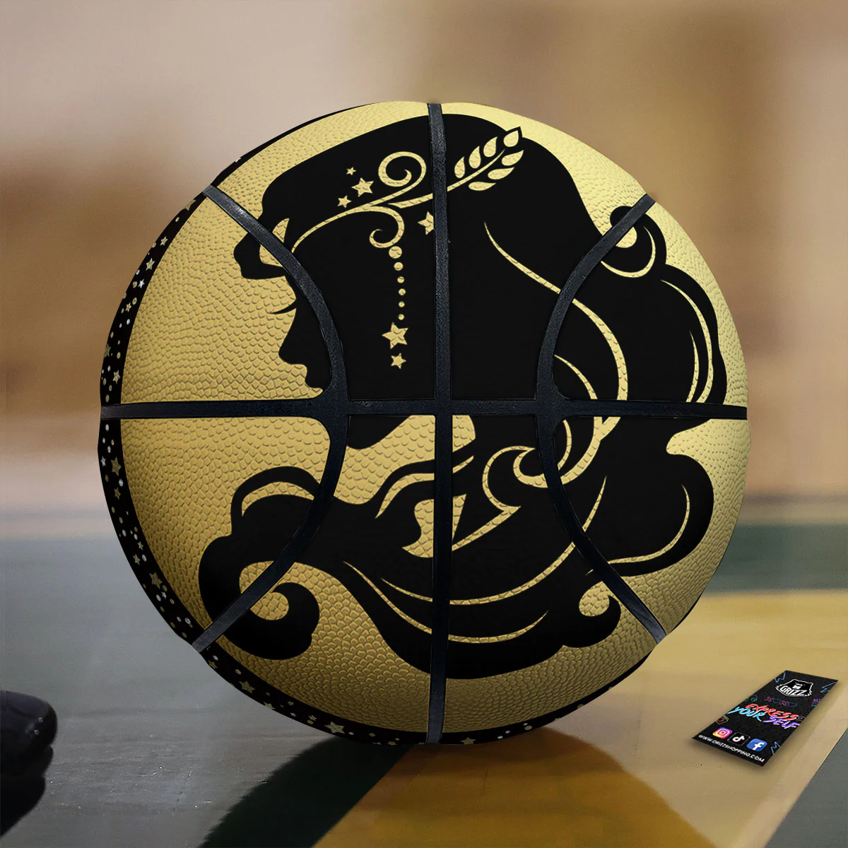 Virgo Sign Black And Gold Print Basketball