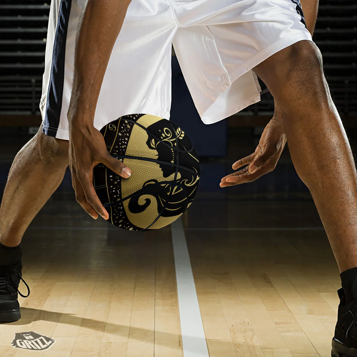 Virgo Sign Black And Gold Print Basketball - Image 3