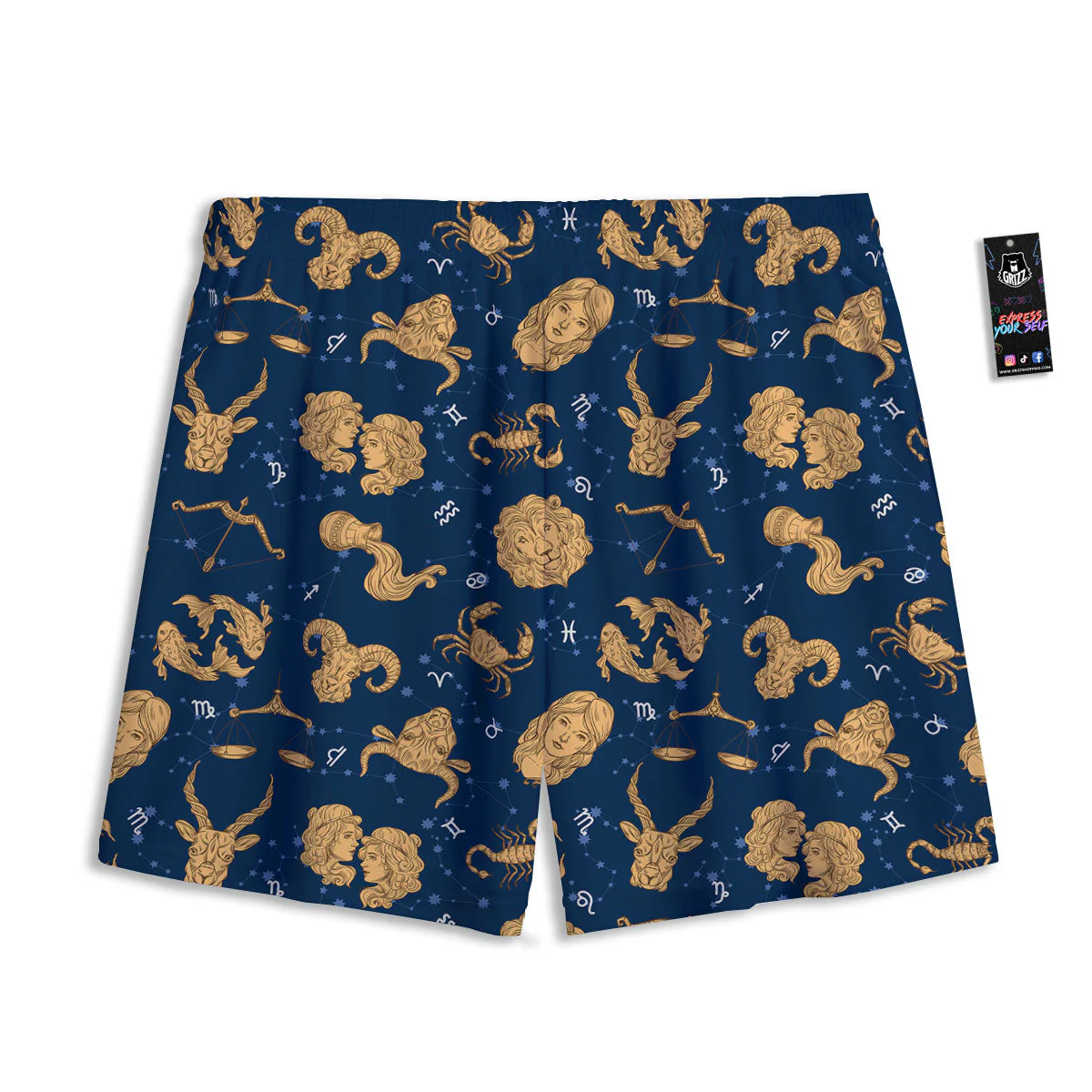 Virgo Zodiac Purple Print Pattern Mesh Shorts - Image 2