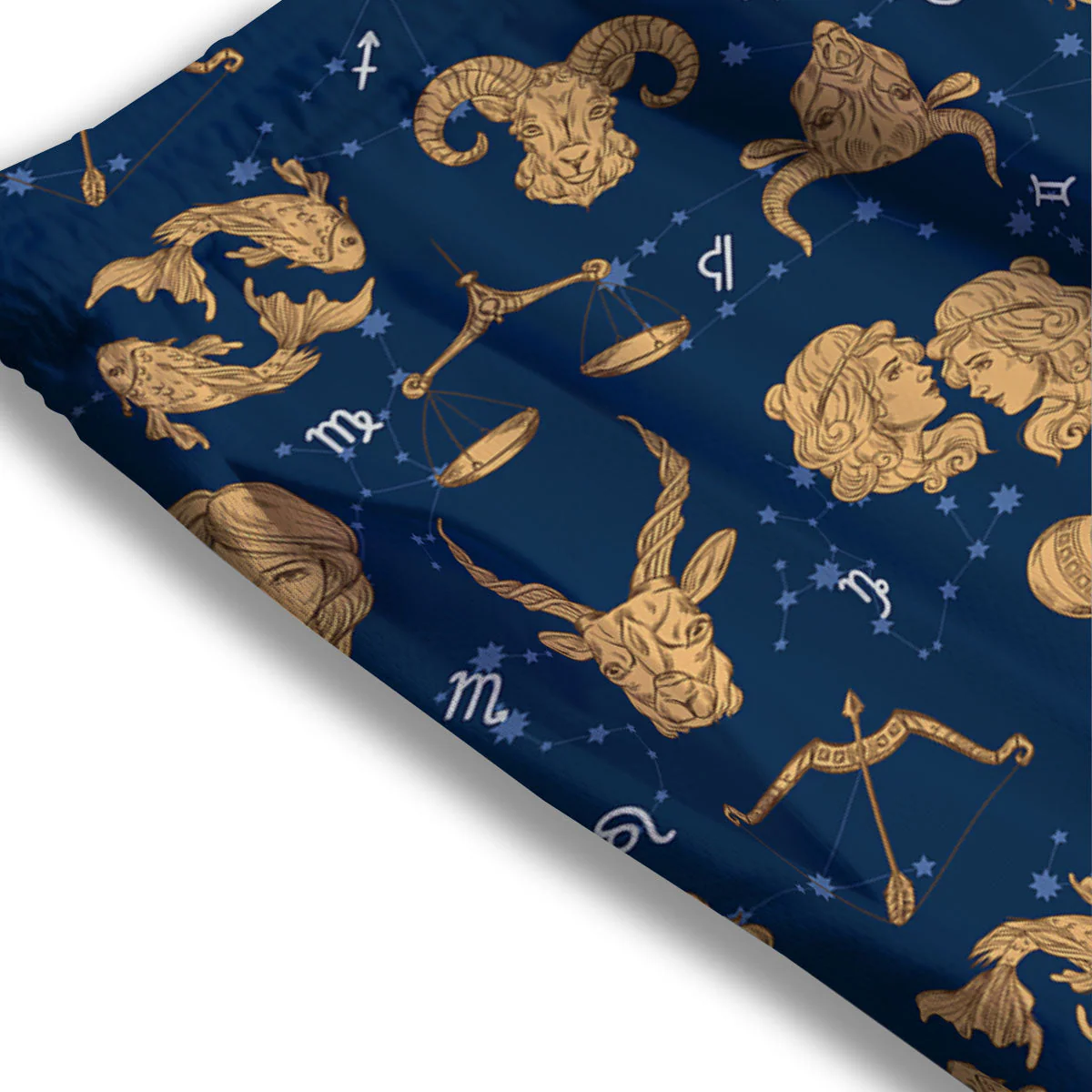 Virgo Zodiac Purple Print Pattern Mesh Shorts - Image 3