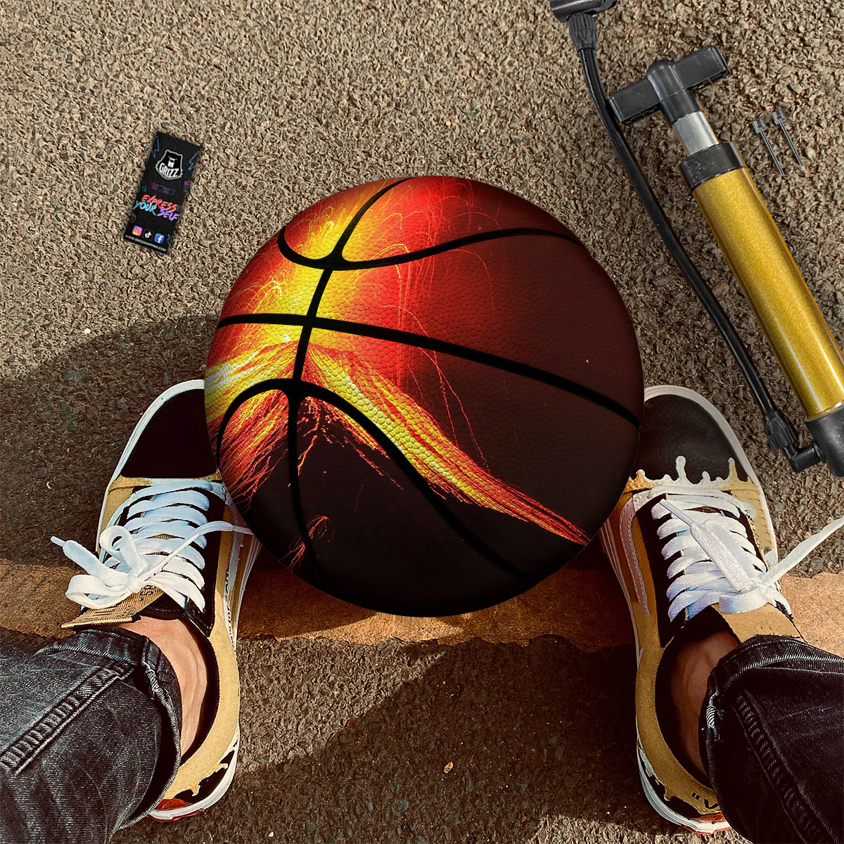 Volcano On Fire Print Basketball - Image 2