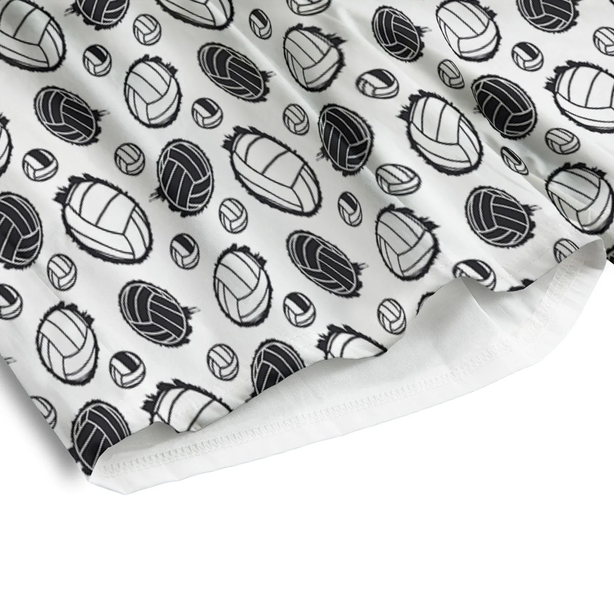 Volleyball White And Black Print Pattern Men's Athletic Shorts - Image 4