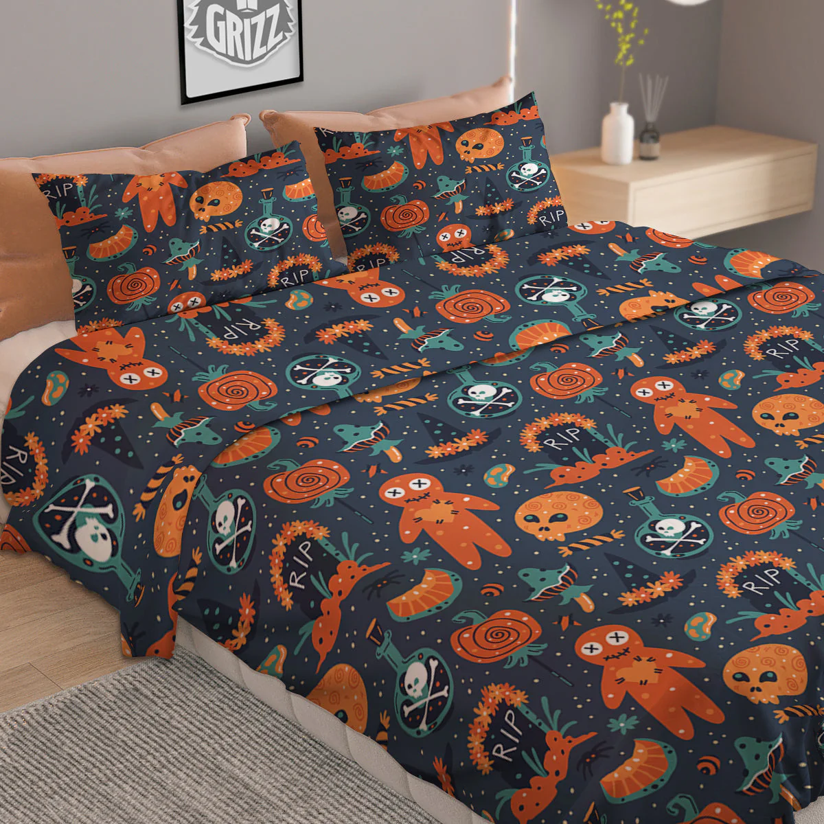 Voodoo Doll Halloween Print Pattern Duvet Cover Bedding Set - Image 2