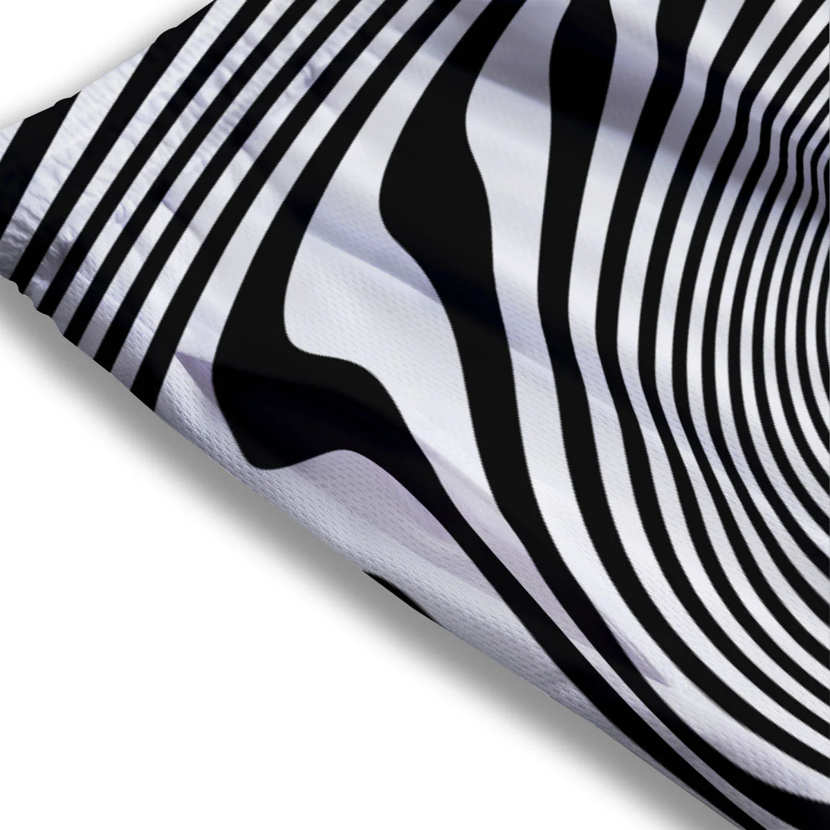 Vortex Swirl White And Black Print Mesh Shorts - Image 3