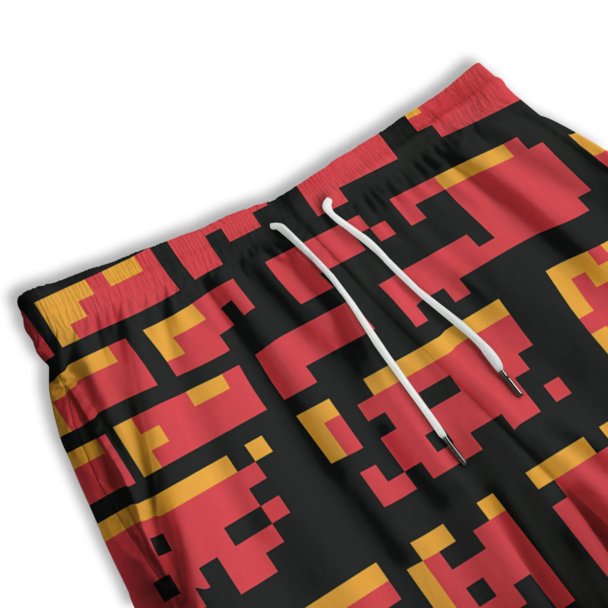 Wall Orange 8-Bit Pixel Print Men's Athletic Shorts - Image 3