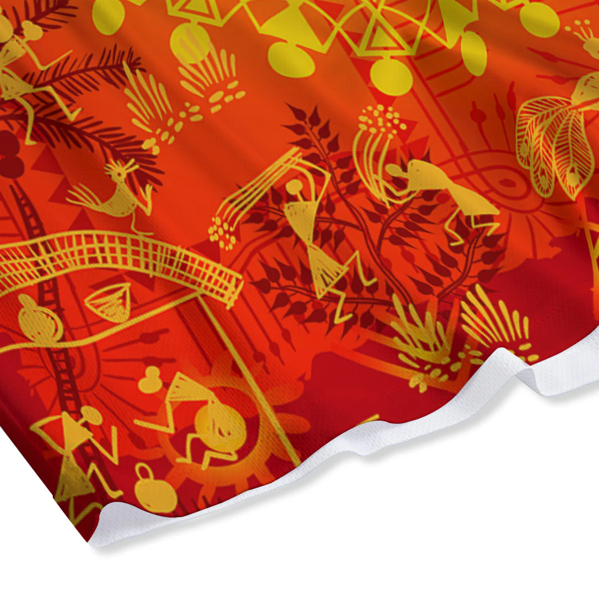 Warli Tribal Ancient Indian Print Mesh Shorts - Image 4