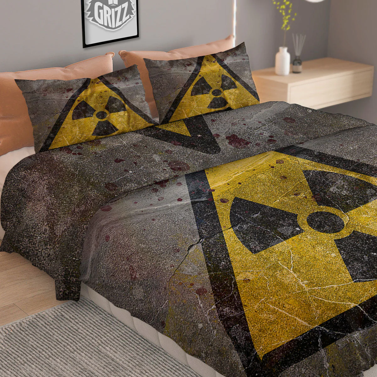 Warning Nuclear Symbol Print Duvet Cover Bedding Set - Image 2