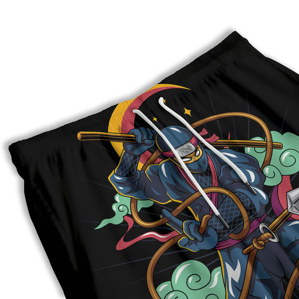 Warrior Ninja Print Men's Athletic Shorts - Image 3