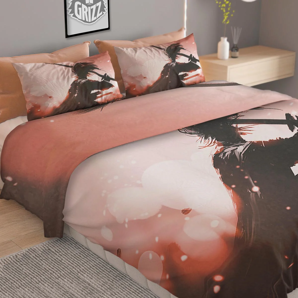 Warrior Sunset Samurai Print Duvet Cover Bedding Set - Image 2