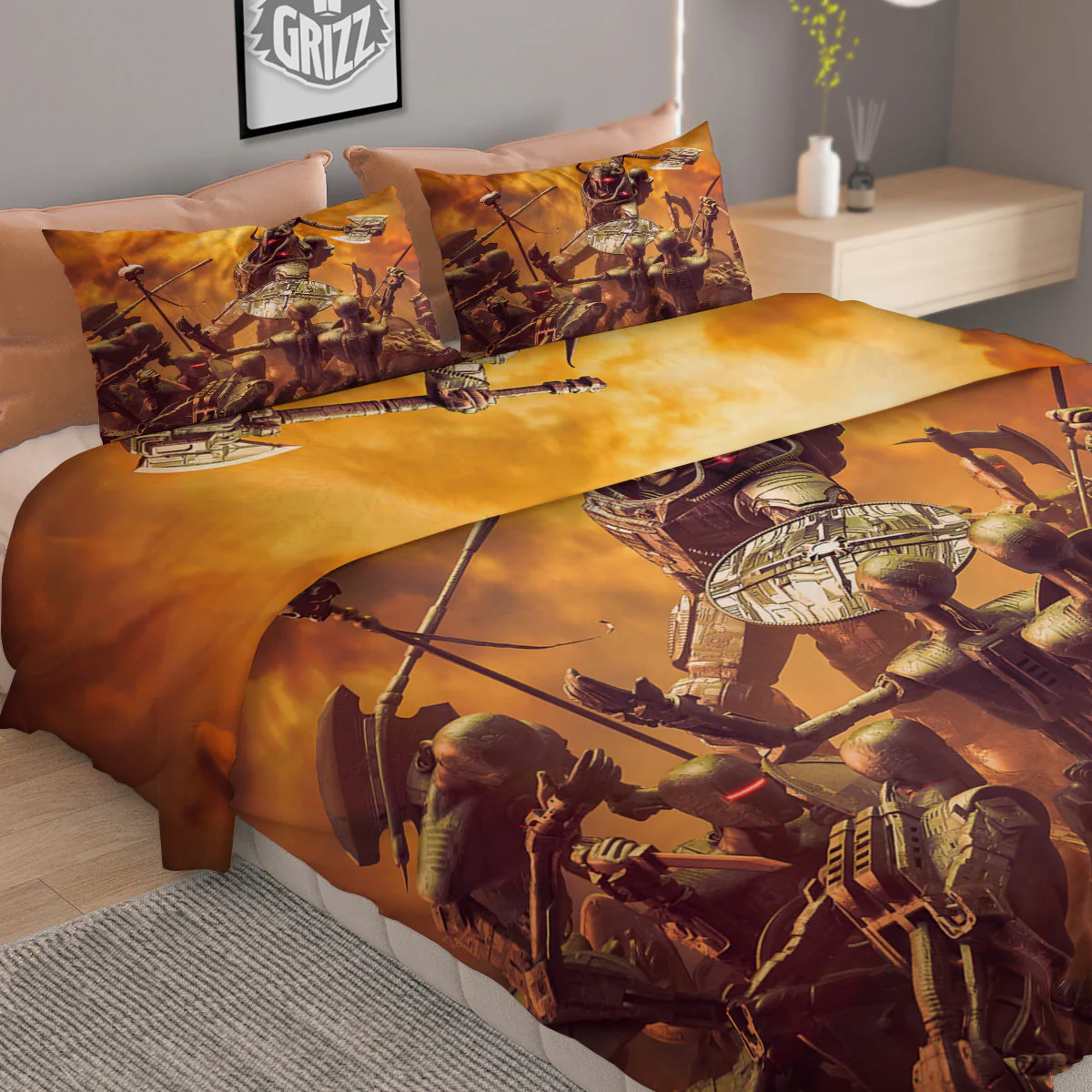 Warrior Viking Machine Print Duvet Cover Bedding Set - Image 2