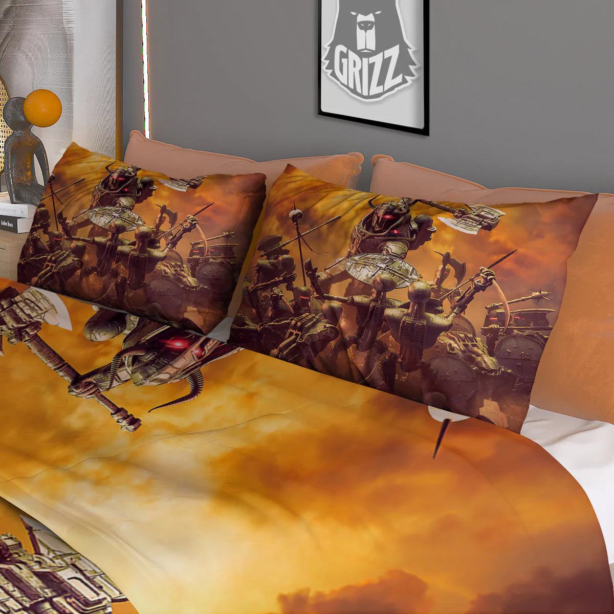Warrior Viking Machine Print Duvet Cover Bedding Set - Image 3
