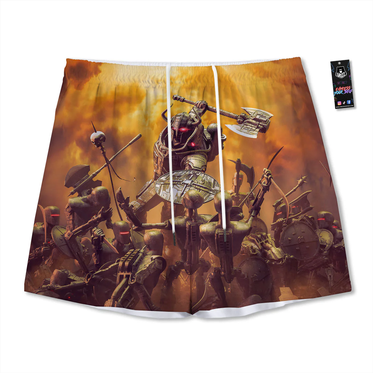 Warrior Viking Machine Print Mesh Shorts