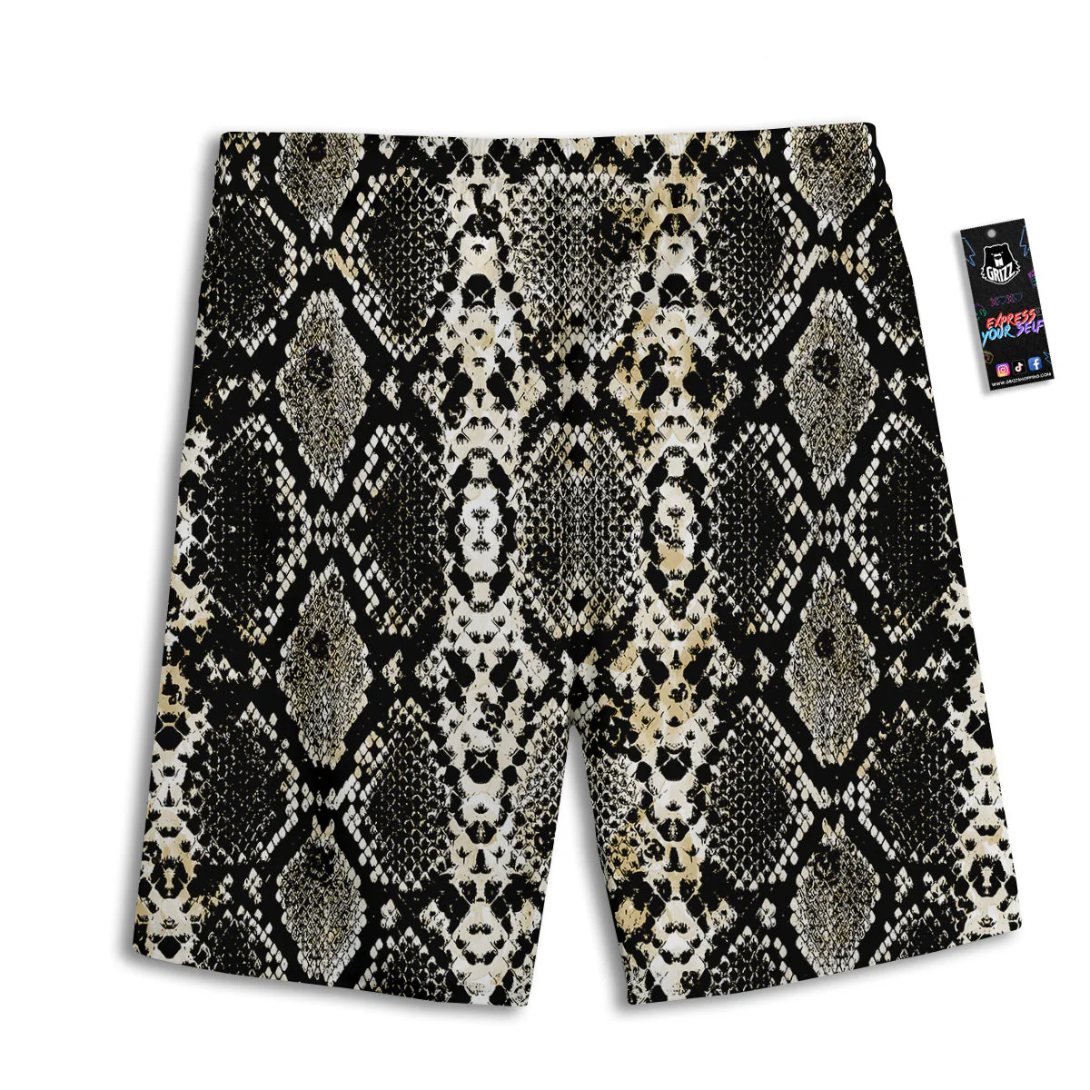 Watercolor Abstract Snake Animal Skin Print Men's Athletic Shorts - Image 2