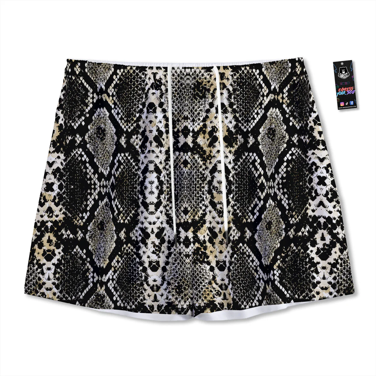 Watercolor Abstract Snake Animal Skin Print Mesh Shorts