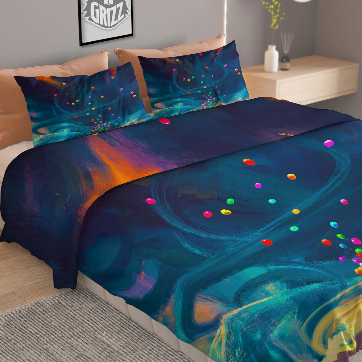 Watercolor Balloons And Storm Print Duvet Cover Bedding Set - Image 2
