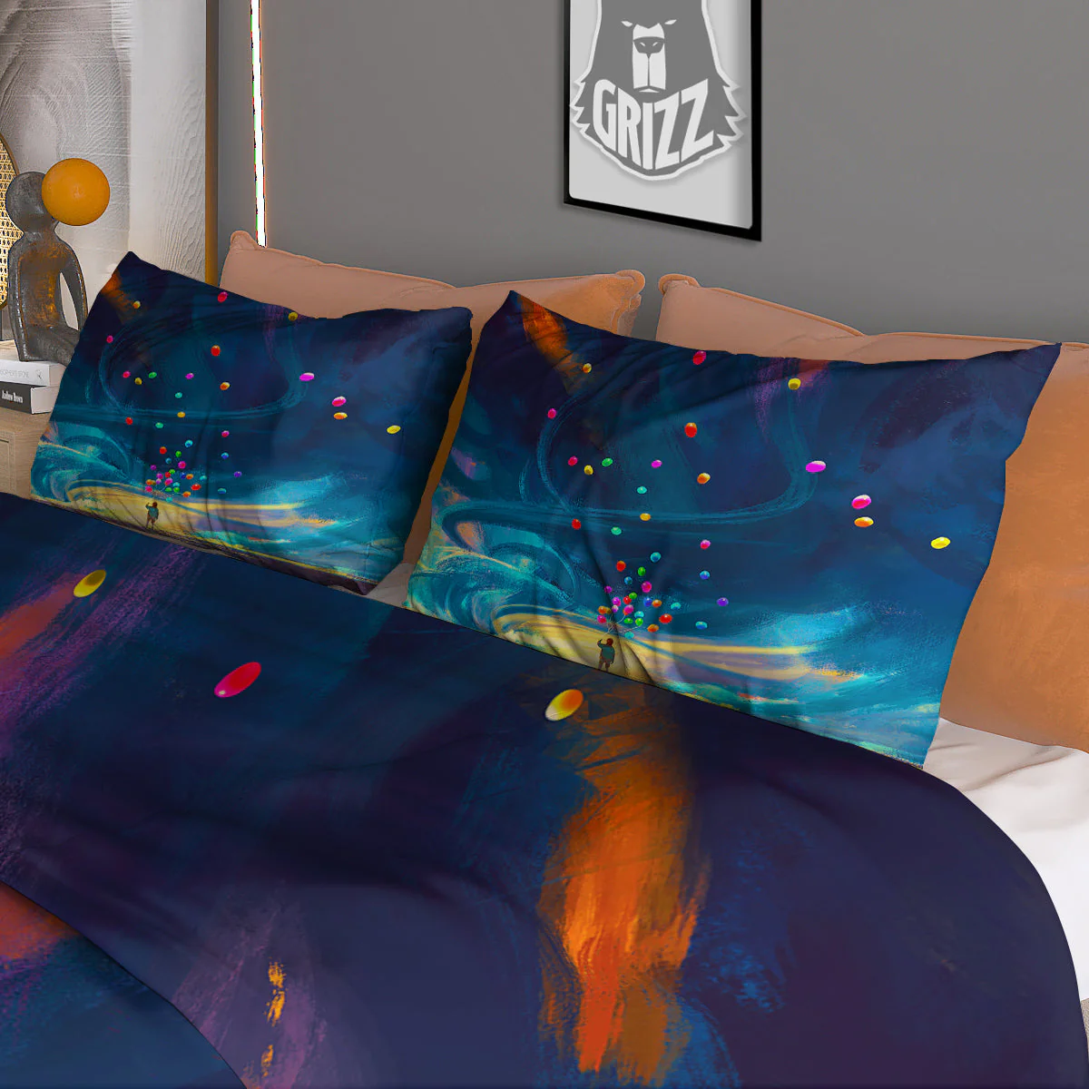 Watercolor Balloons And Storm Print Duvet Cover Bedding Set - Image 3