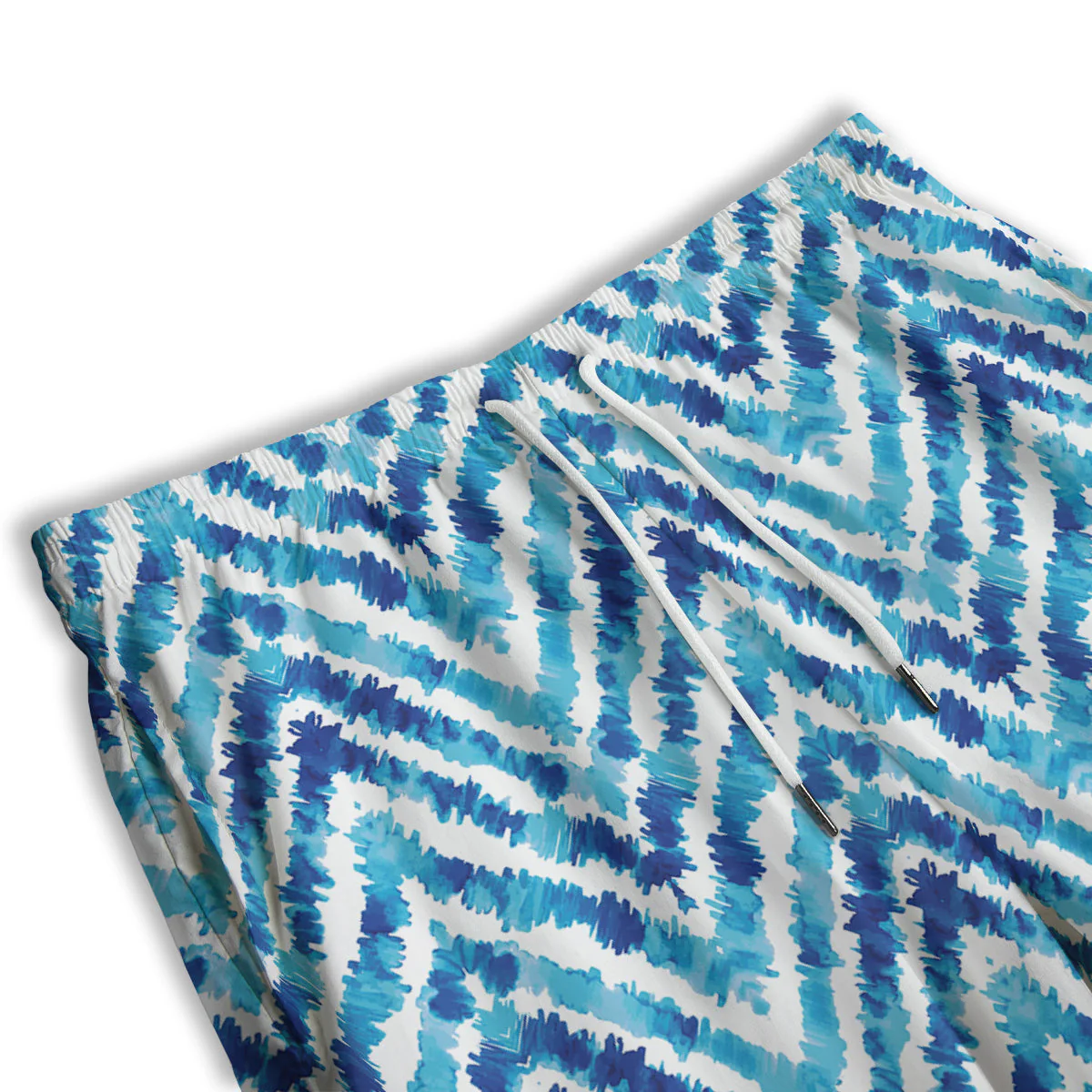 Watercolor Blue Zigzag Print Pattern Men's Athletic Shorts - Image 3