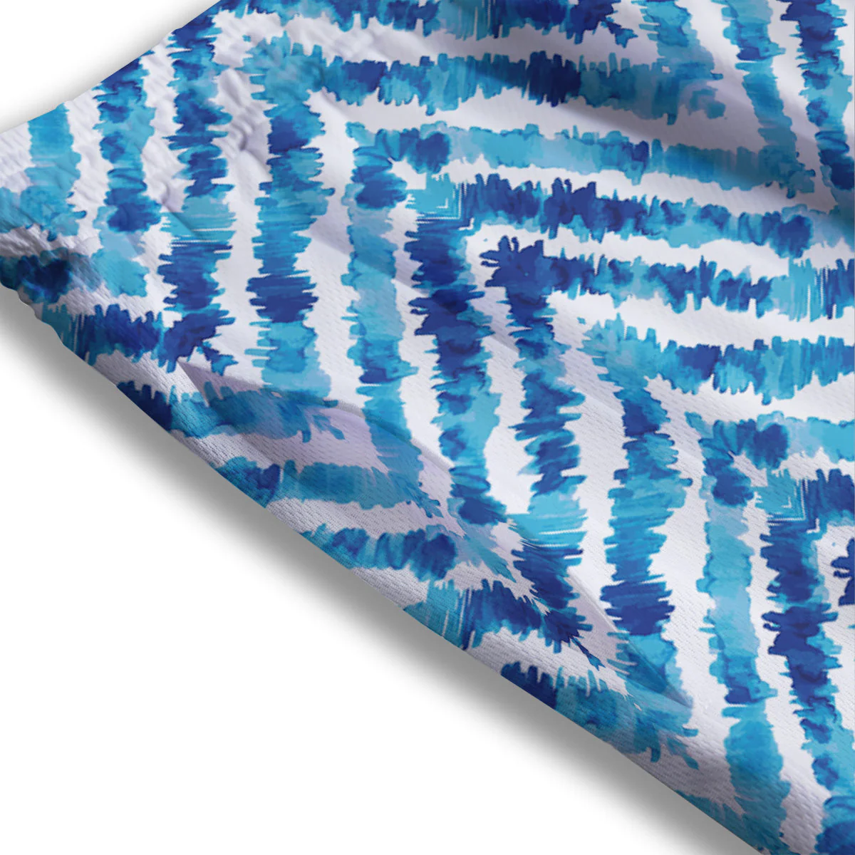 Watercolor Blue Zigzag Print Pattern Mesh Shorts - Image 3