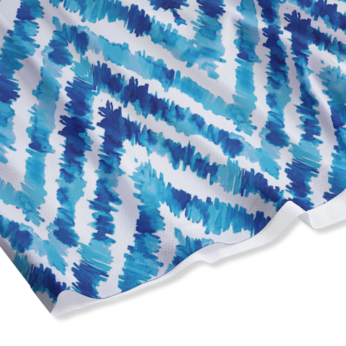 Watercolor Blue Zigzag Print Pattern Mesh Shorts - Image 4