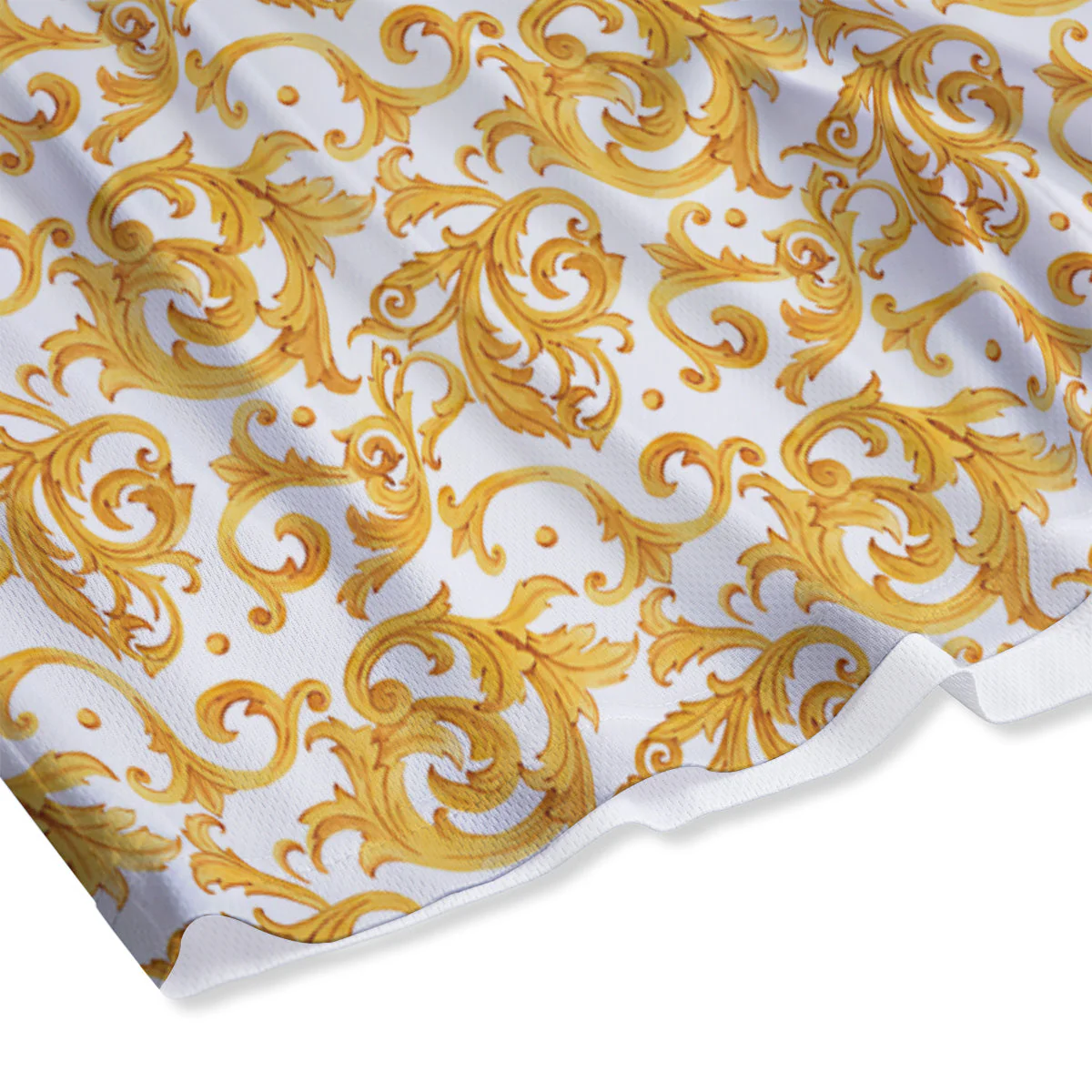 Watercolor Golden Baroque Print Pattern Mesh Shorts - Image 4