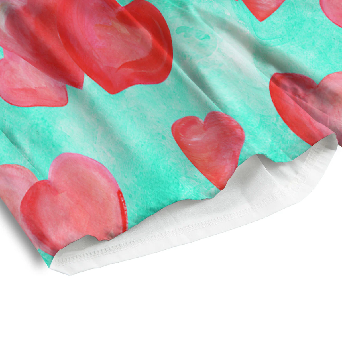 Watercolor Heart Teal And Pink Print Men's Athletic Shorts - Image 4