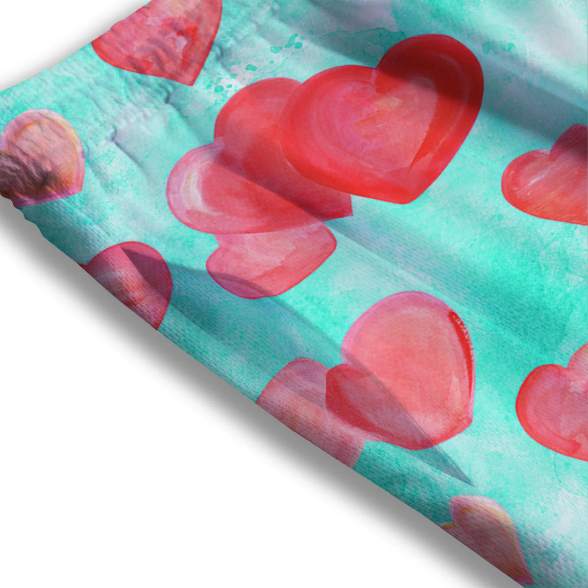 Watercolor Heart Teal And Pink Print Mesh Shorts - Image 3
