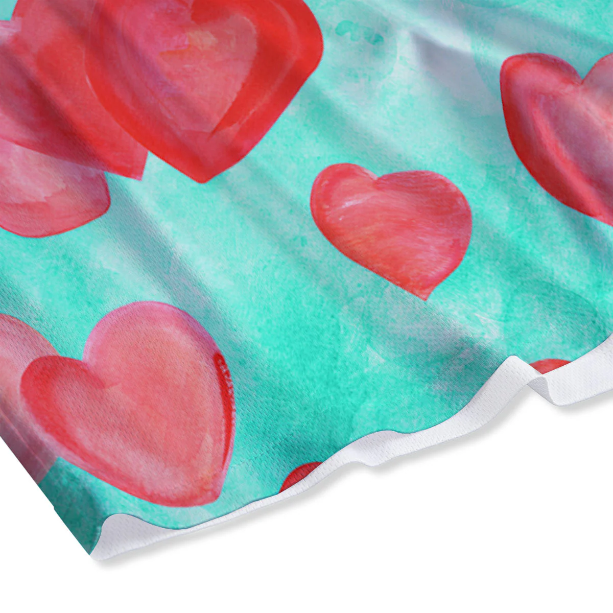 Watercolor Heart Teal And Pink Print Mesh Shorts - Image 4