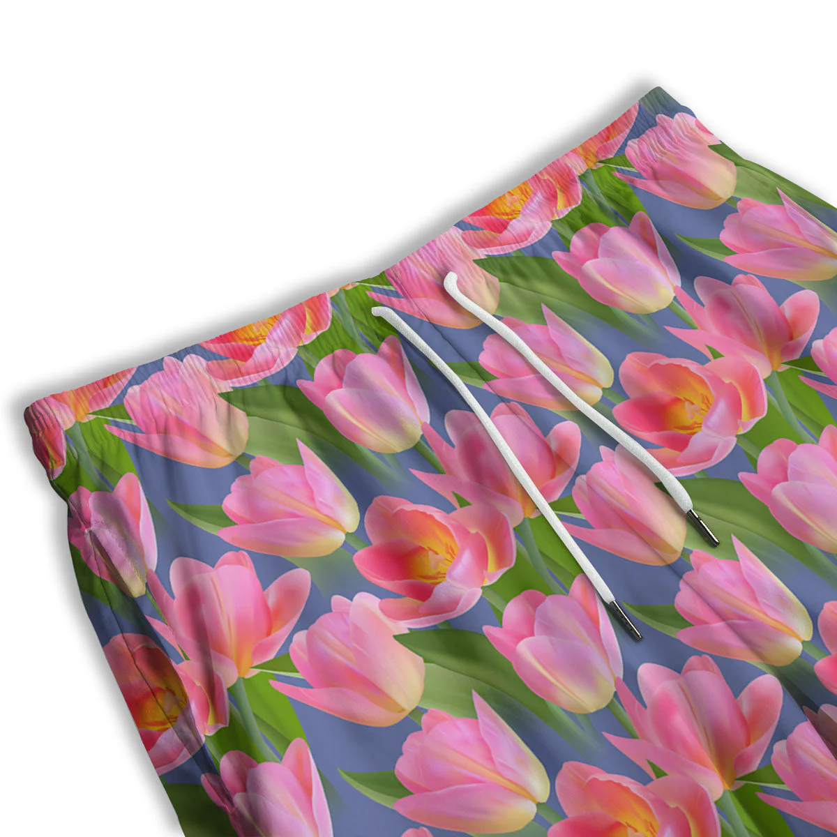 Watercolor Tulip Pink Print Pattern Men's Athletic Shorts - Image 3