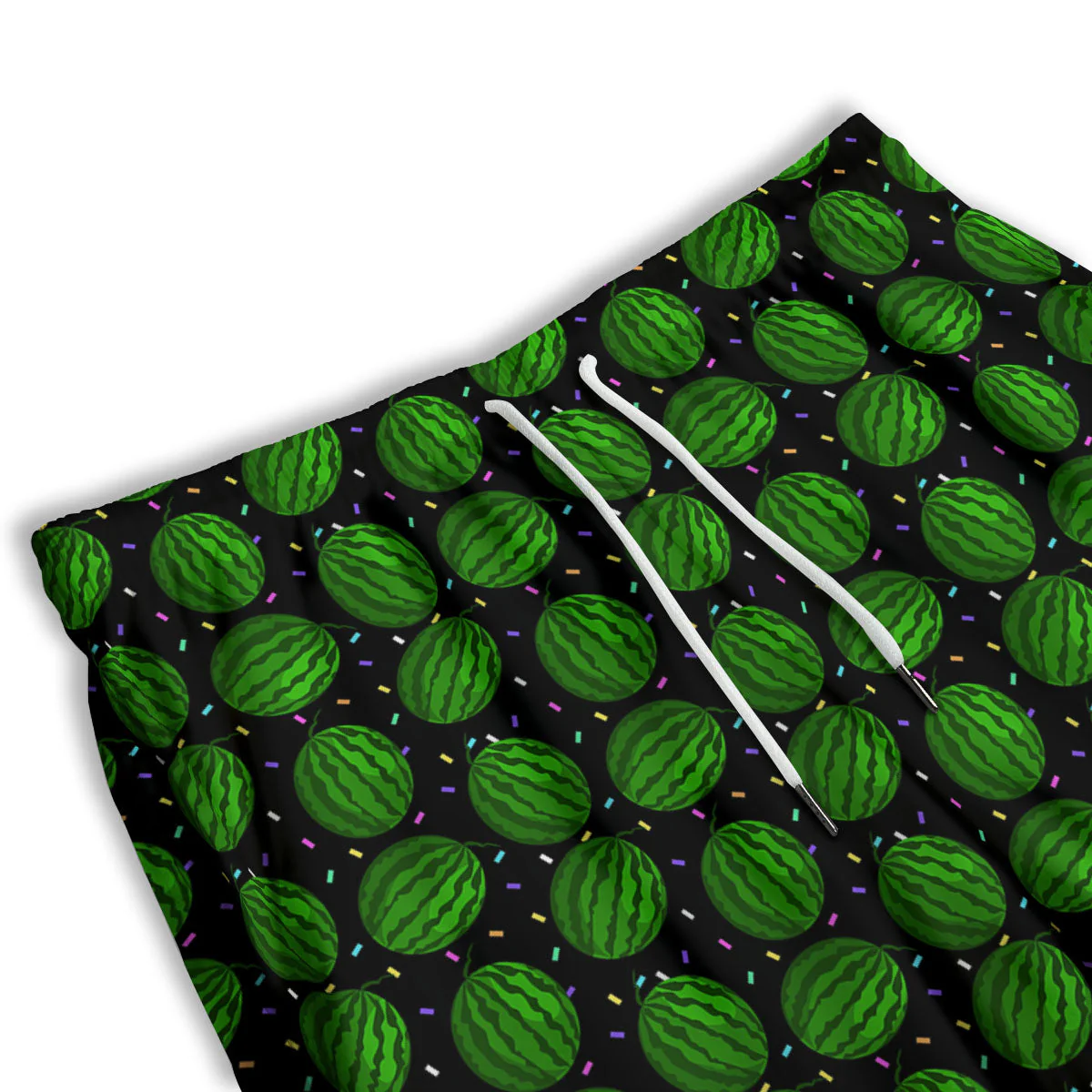 Watermelon Black Cute Print Pattern Men's Athletic Shorts - Image 3