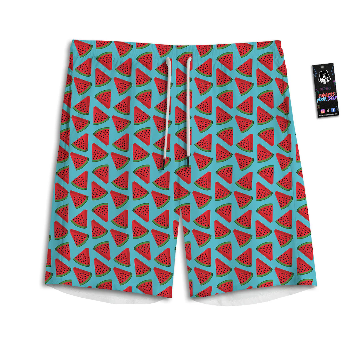 Watermelon Blue Cute Print Pattern Men's Athletic Shorts