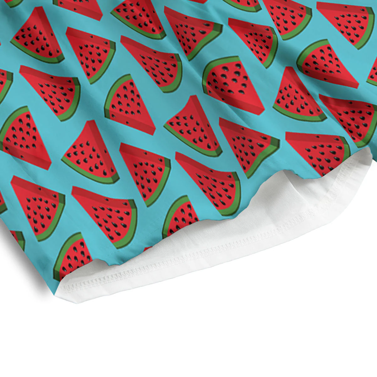 Watermelon Blue Cute Print Pattern Men's Athletic Shorts - Image 4