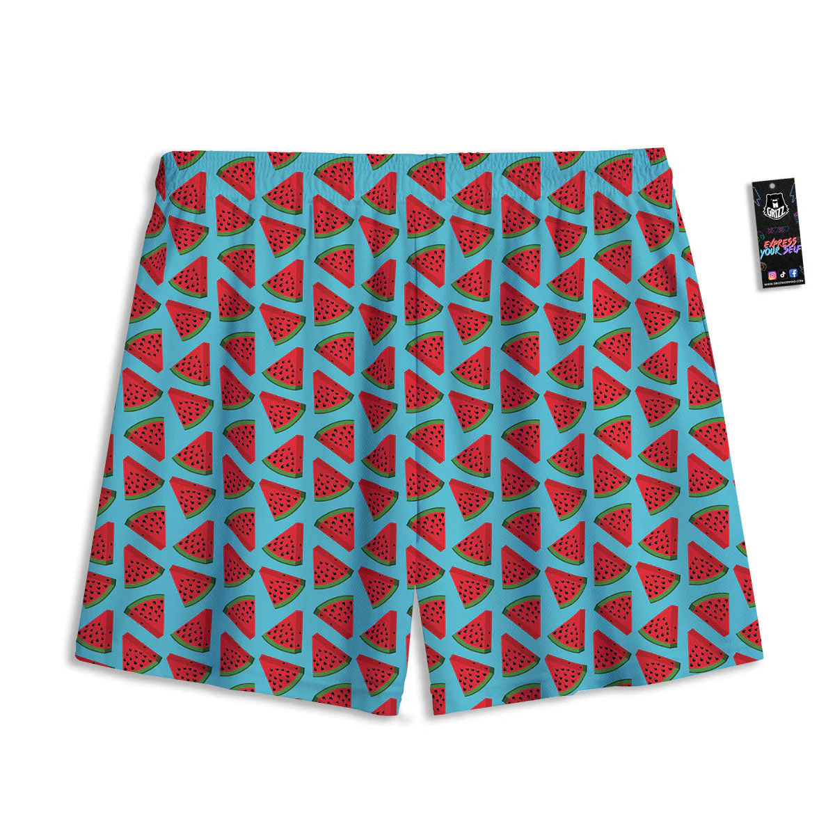 Watermelon Blue Cute Print Pattern Mesh Shorts - Image 2
