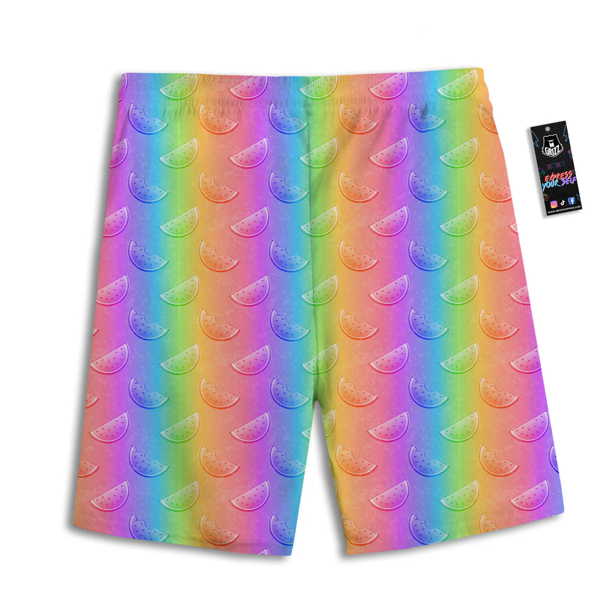 Watermelon Colorful Print Pattern Men's Athletic Shorts - Image 2