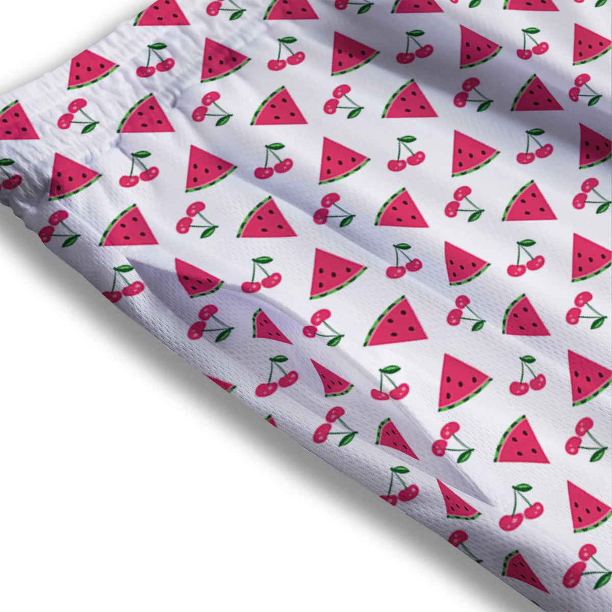 Watermelon Cute Berry Print Pattern Mesh Shorts - Image 3