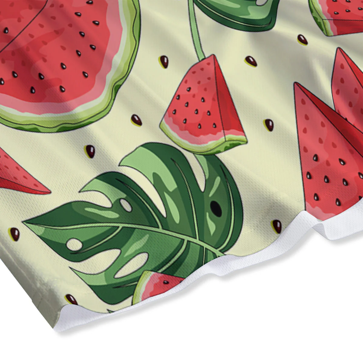 Watermelon Leaf Tropical Print Pattern Mesh Shorts - Image 4