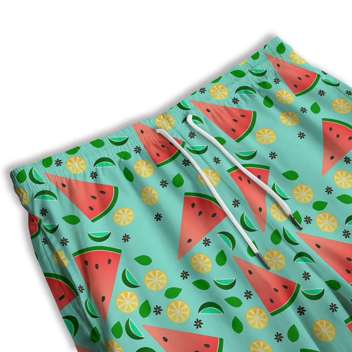 Watermelon Lime Green Print Pattern Men's Athletic Shorts - Image 3