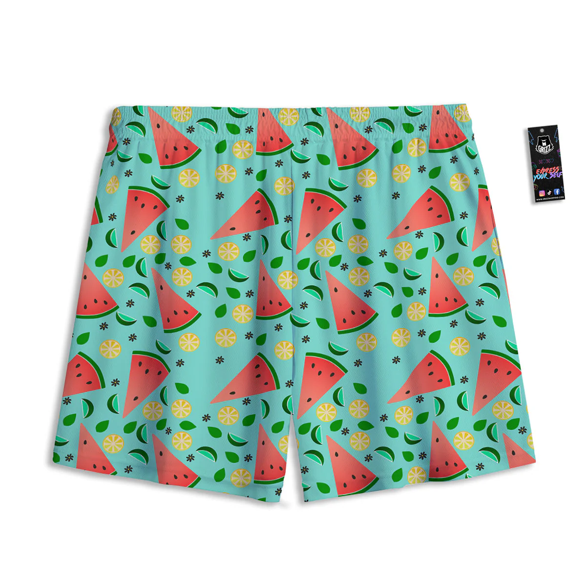 Watermelon Lime Green Print Pattern Mesh Shorts - Image 2