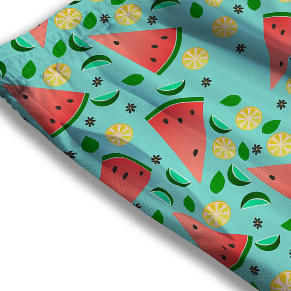 Watermelon Lime Green Print Pattern Mesh Shorts - Image 3