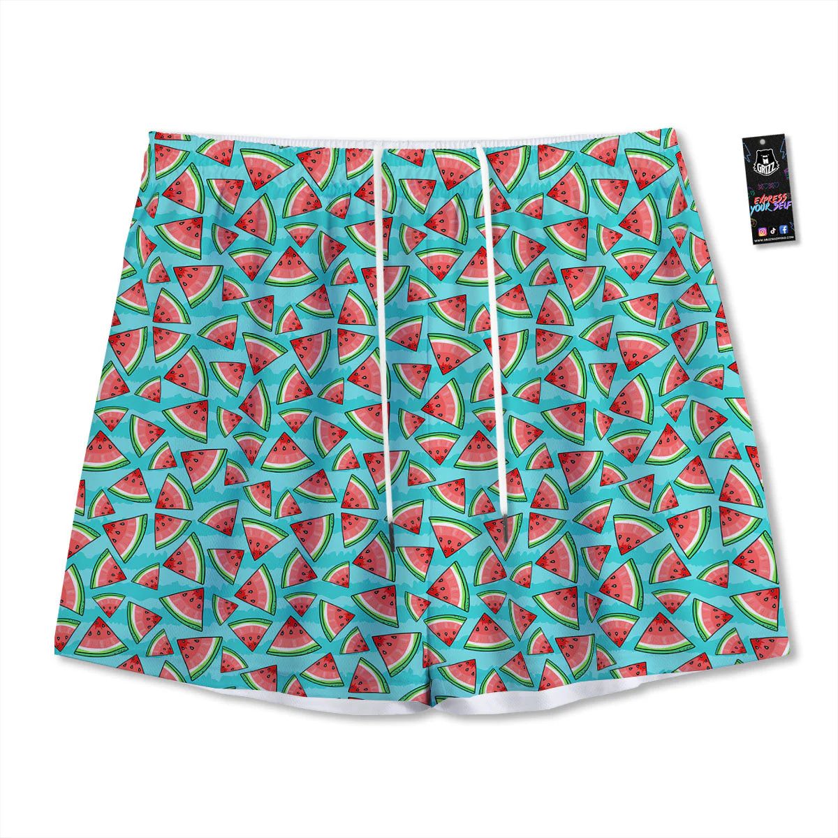 Watermelon Pieces Blue Print Pattern Mesh Shorts