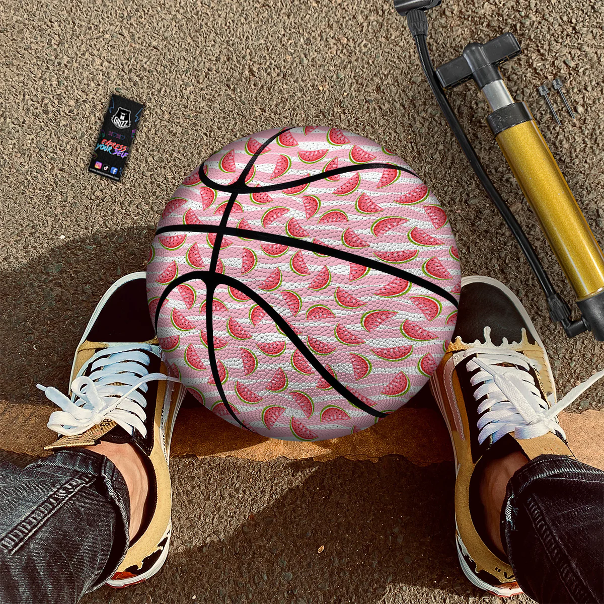 Watermelon Pieces Cute Print Pattern Basketball - Image 2