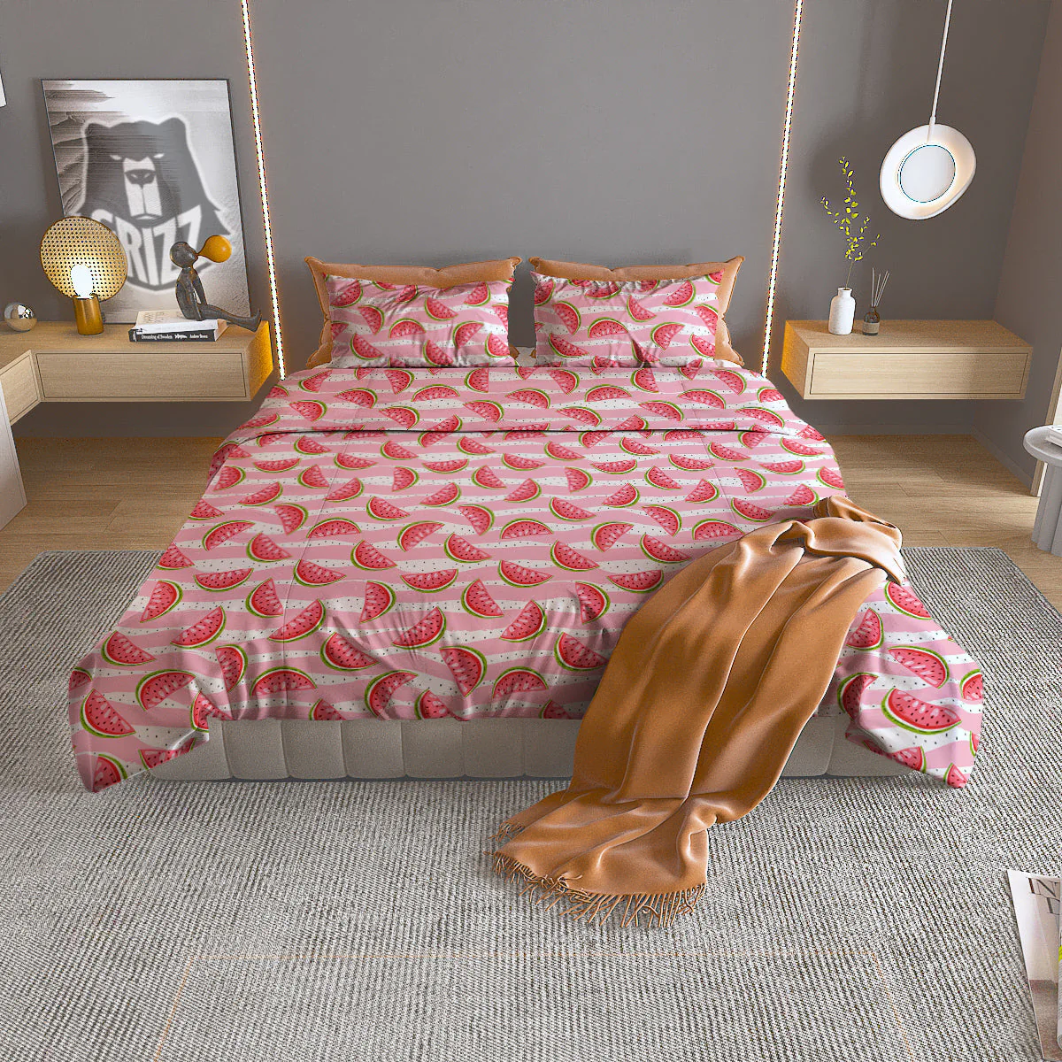 Watermelon Pieces Cute Print Pattern Duvet Cover Bedding Set