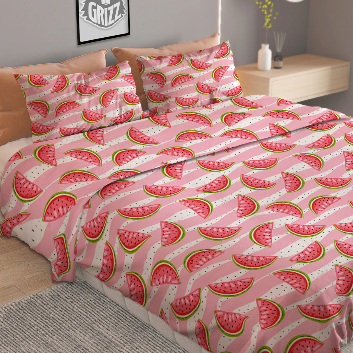 Watermelon Pieces Cute Print Pattern Duvet Cover Bedding Set - Image 2