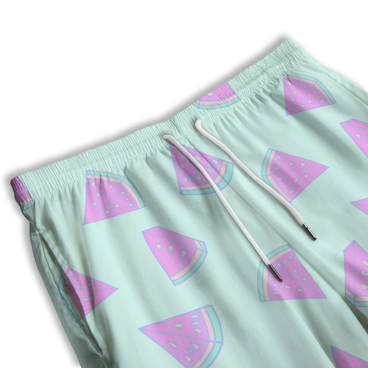 Watermelon Purple Tropical Print Pattern Men's Athletic Shorts - Image 3