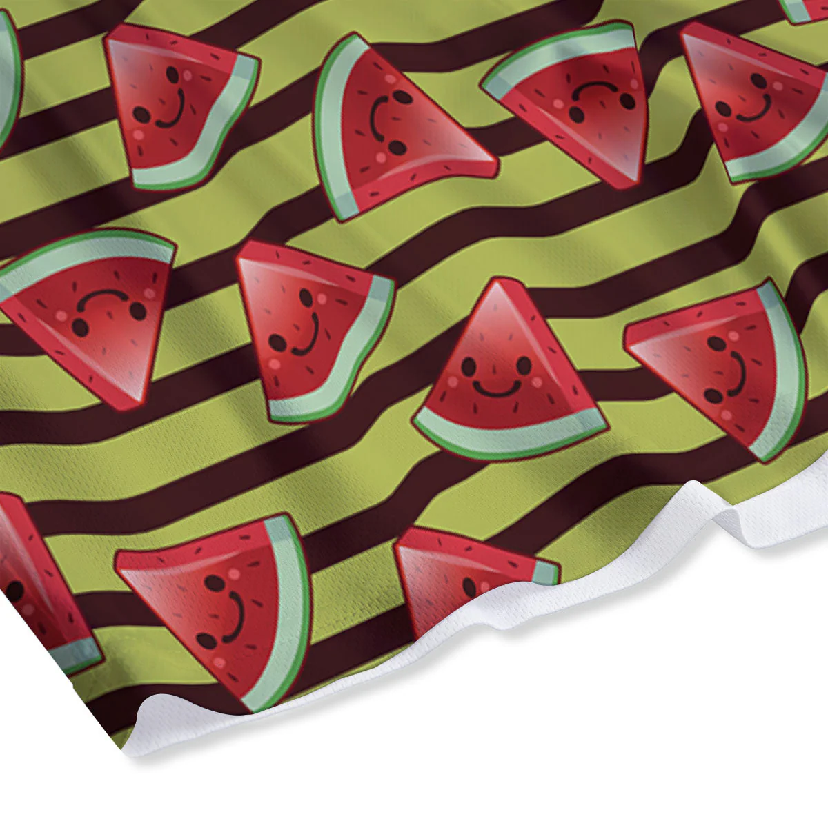 Watermelon Striped Green Print Pattern Mesh Shorts - Image 4