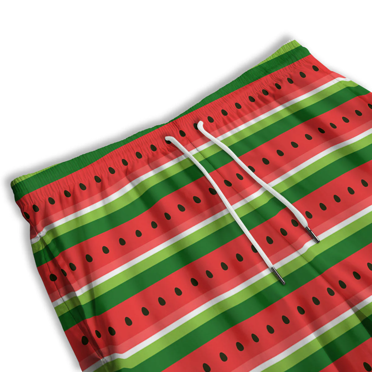 Watermelon Stripes Green Print Pattern Men's Athletic Shorts - Image 3